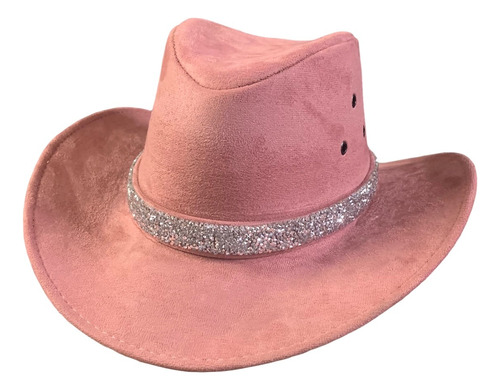Chapéu Cowboy Boiadeira Camurça Faixa Brilho Luxo Castela