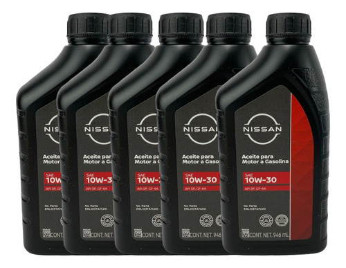 Aceite Mineral P/motor Sn 10w30 (946ml) Nissan Mobil 5 Pzas.