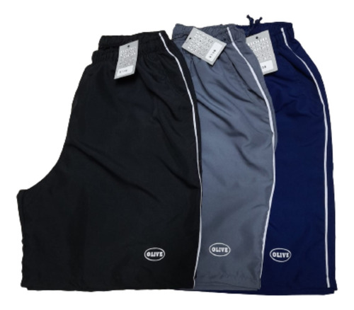 Kit 3 Bermudas Curtas Plus Size De Tactel Do G5 Ao G10