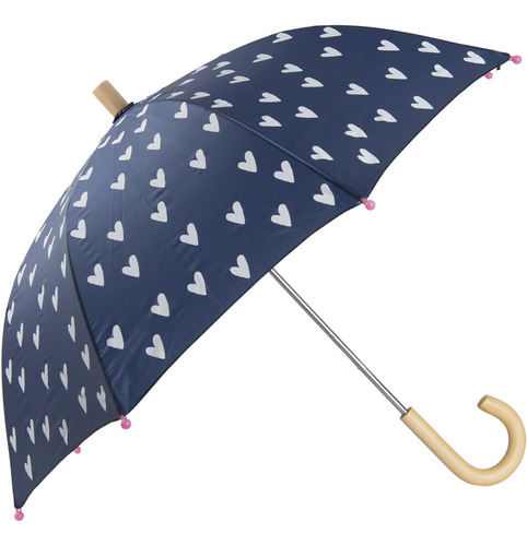 Paraguas Pequeño Estampado Hatley Para Niñas, Corazones Azul