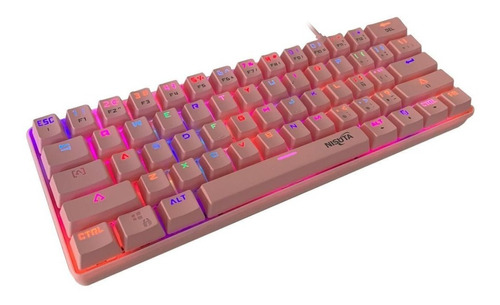 Teclado Gamer Mecanico Nisuta Rgb 61 Teclas 60% Rosa 