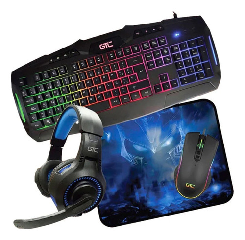 Combo Kit Gamer Teclado + Mouse + Auriculares + Mousepad Rgb