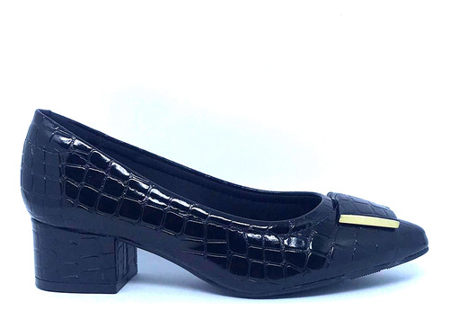 Sapato Modare Salto Grosso Baixo Croco Preto - 40482