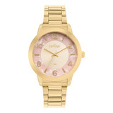 Relógio Condor Feminino Social Dourado Com Rosa Co2036mvk/4t Cor Do Fundo Prata