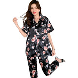 Pijama De Satén Para Mujer, Conjunto Informal De Seda