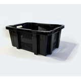 Cajón Plástico Ventilado Apilable/embonable 57x43x23cm Negro