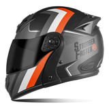 Capacete Robocop Gladiator Etceter Stronger Viseira Fumê Cor Cinza/laranja Desenho Fosco Tamanho Do Capacete 58