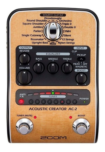 Pedal Guitarra Acústica Zoom Ac2 Afinador Preamp Usb Cuot