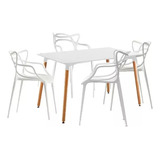 Combo Mesa Recta Eames 120 + 4 Sillas Master Cocina Comedor 