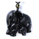 Collar Elefante Obsidiana Buena Suerte Amuleto