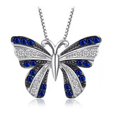 Collar Mariposa Azul Plata S925 Joya Mujer Regalo