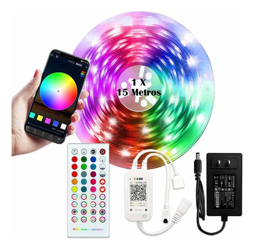 Luz Led Colorida Rgb Strip 5050 Bluetooth 15m