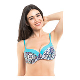 Bikini Estilo Sostén Copa C-d Estampado Turquesa