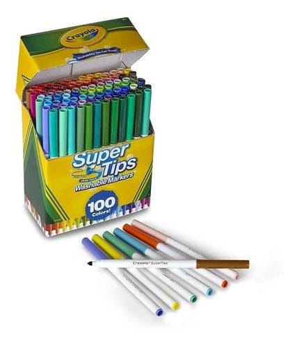 Crayola 100 Plumones Set Marcadores Lavables Super Tips