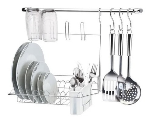 Cook Home 8 Inox Cozinha Suspensa Escorredor Louças Copos