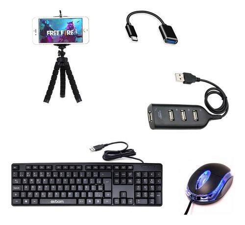 Kit Mobilador Completo Para Celular Teclado Mouse Portas Usb