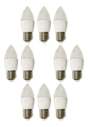 Paquete 10 Foco Led Tipo Vela E26 Candil 4w Luz Blanca