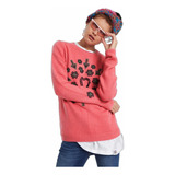 Sweater Rosado M Nuevo Desigual Bordado