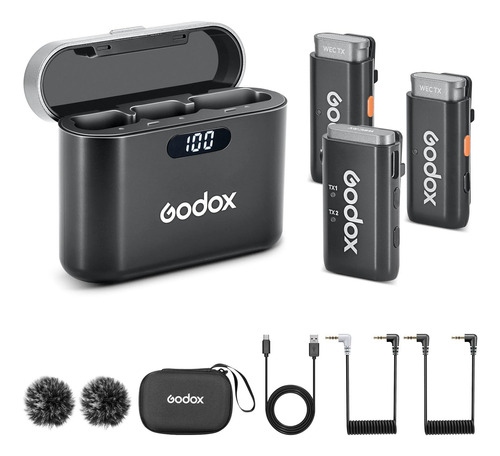 Godox Wec Kit2 Micrófono De Solapa Inalámbrico, Batería De 8