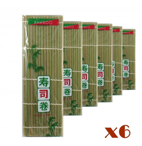 6x Esteira P/ Fazer Sushi Sudare Bamboo 24x24cm 