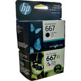 Combo Hp 667 Negro + 667xl Tricolor 3ym79al Y 3ym80al