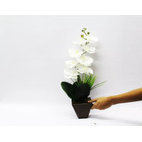 Arranjo Artificiais Orquídea Branca Silicone Vaso Rusticoo