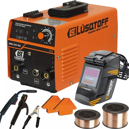 Soldadora Inverter Dual Lusqtoff Electrodo 2 Rollos Flux Kit