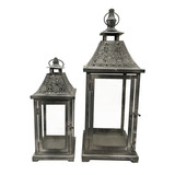 Farol Porta Vela Fanal Metal Vintage X2 - Sheshu Home Color Gris