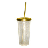 5 Vasos Reusables Con Popote Glitter 24 Oz