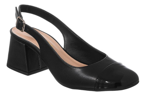 Scarpin Slingback Salto Baixo Confortável Bico Quadrado Leve