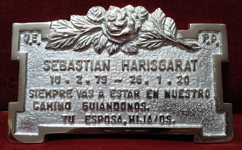 Placa Recordatoria Cementerio 24x16 Fundicion Bronce Rosa