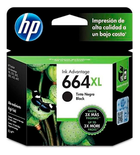 Hp Cartucho 664xl F6v31al Negro De Alto Rendimiento P