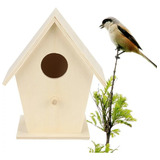 Casa Comedero Madera Para Pájaros Diseño Natural Para Pintar