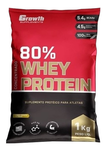 Whey Concentrado 80% Whey Protein - Growth Supplements Sabor Leite Em Pó