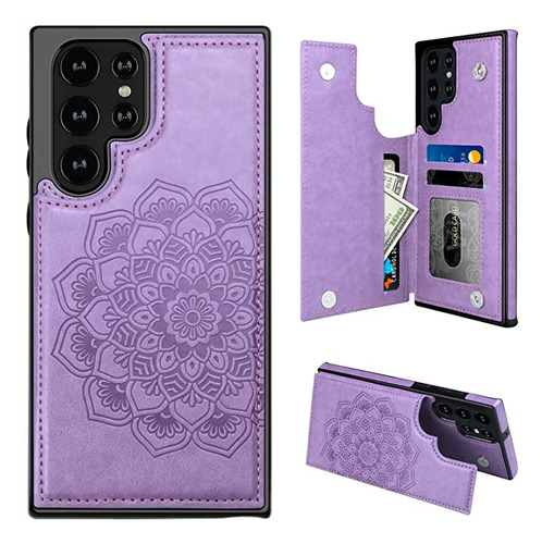 Funda Con Tarjetero Para Samsung S22 Ultra (purpura)