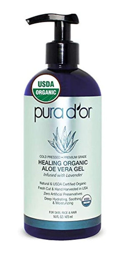 Pura D'or Gel Orgánico Aloe Vera Lavanda Original (16oz)