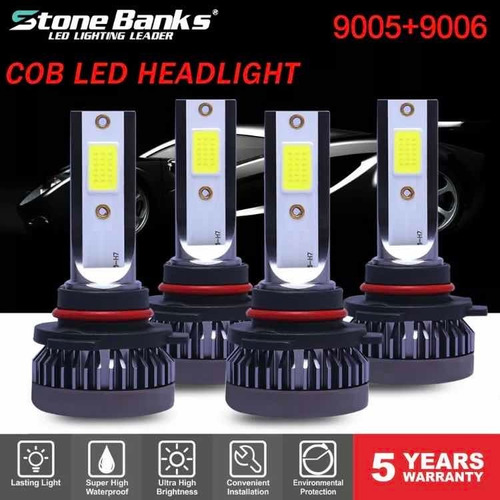 4x Focos 9005 9006 Led Cob Chip Combo Faros Delanteros 6000k