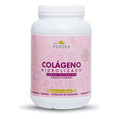 A&G Persea - Colágeno Hidrolizado Sabor Arándano - Bote de 1.2 Kg - Adicionado con Extracto de Aguacate, Biotina, Acido Hialuronico, Vitaminas y Minerales | Meses sin interés