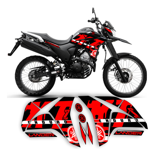 Kit Faixas Adesivos Yamaha Lander 250 2019 A 2024 Enduro