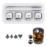 Set Cubos/hielos Acero Inoxidable Reutilizables Poker  Pinza