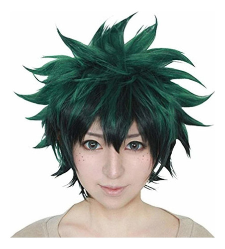 Peruca De Fantasia De Anime Cosplay Curta E Ondulada Verde Tonalidade Generic