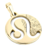 Dije Leo Signo Zodiacal Oro Solido 14k Laser 2cm