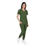Pijama Quirurgica Jogger Antifluidos Mujer Verde Militar