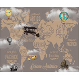 Vinilo Decorativo Infantil Mapa Vintage - 1m X 60cm