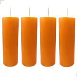 Kit 4 Velas De 7 Dias Colorida Laranja Grande - 262g