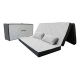 Pack De Colchón Plegable Queen Size Con Maleta + 2 Almohadas Color Blanco