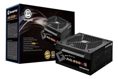 Fonte Gamer Pc Computador 850w 80plus Gold Modular Apexgamin