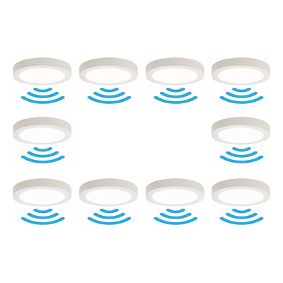 Lampara Sobreponer Led 12w Sensor De Movimiento 10 Pack