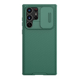 Capa Nillkin Camshield Pro Dark Green Com Design Liso Para Samsung Galaxy S22 Ultra De 1 Unidade