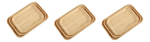 Pack 3 Bandeja Para Desayunos Comida  Bambu Rectangular